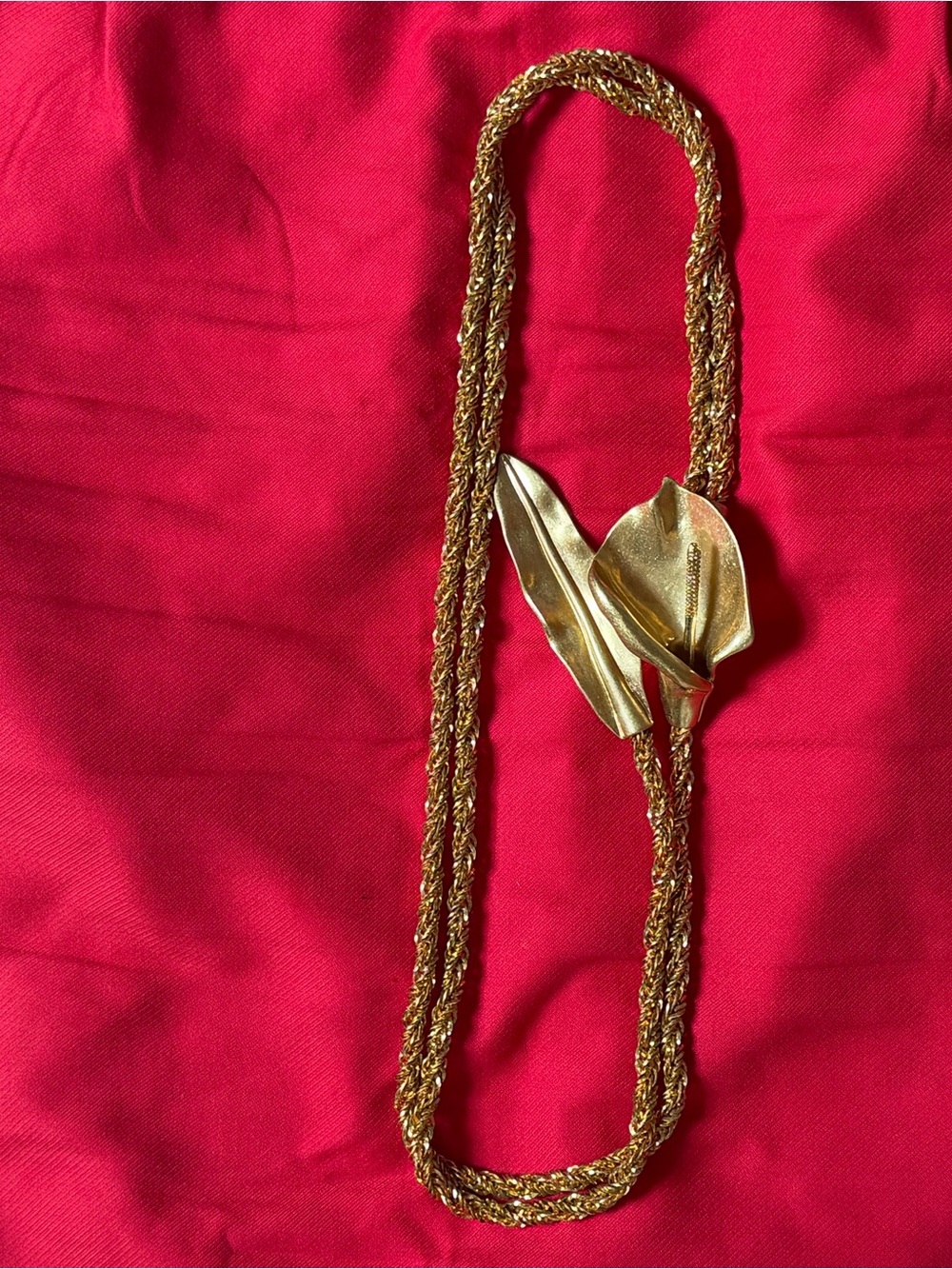 Zara Gold Calla Lily Rope Belt / Statement Necklace 28”